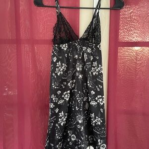 Killstar Black and White Floral Lace Chemise